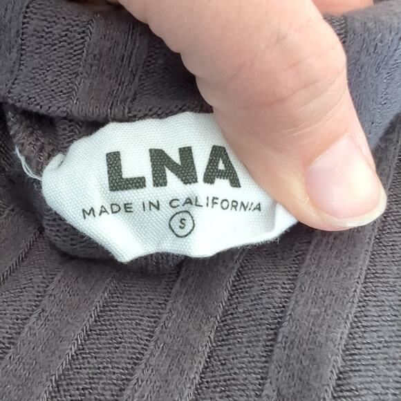 LNA Ribbed Long Sleeve V-Neck Top Small Viscose Soft Etten Laser Cut Out $154 - Picture 4 of 10